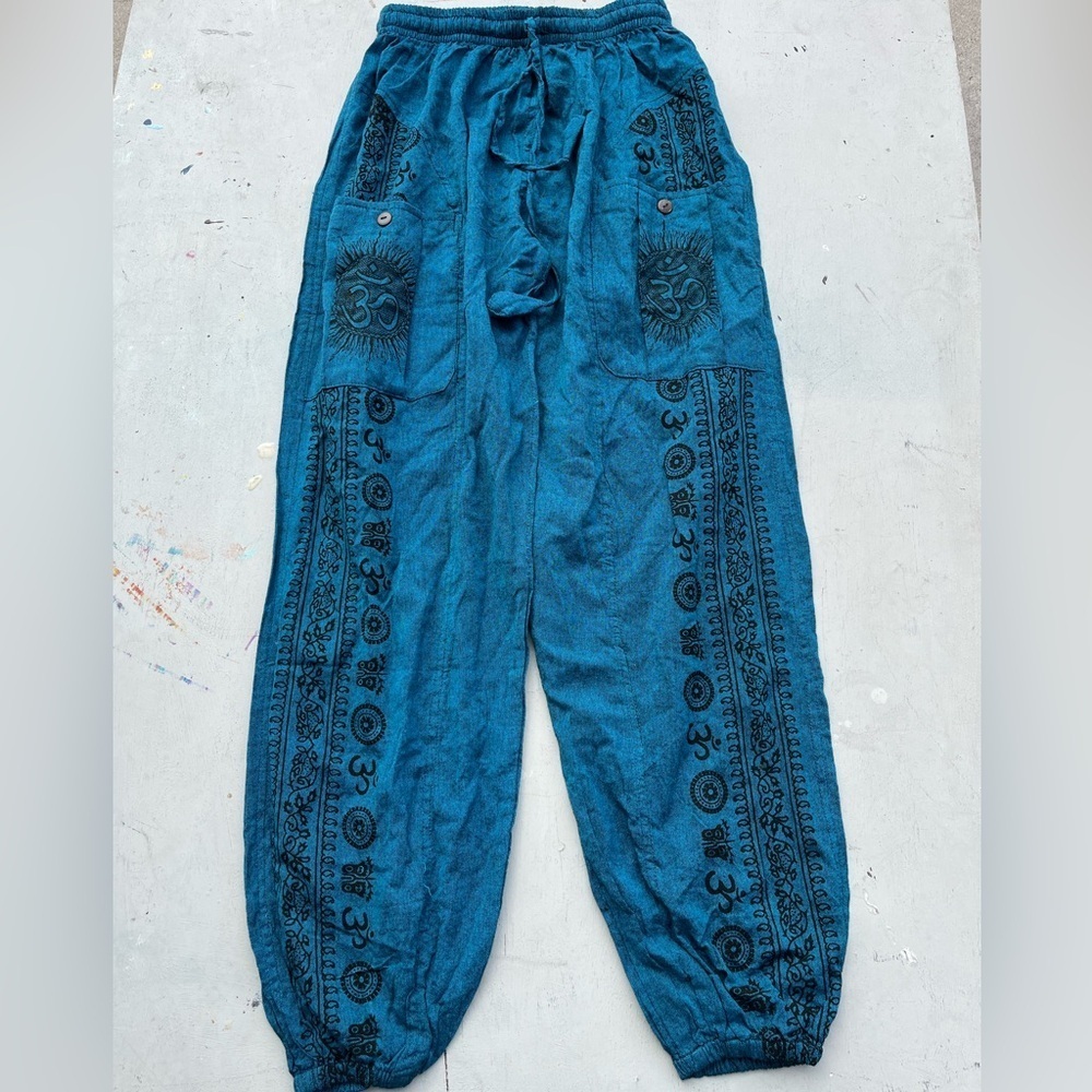 Women's Nepal Pants Multicolor Harem OS Wide Baggy Parachute MC‎ Hammer Pocket